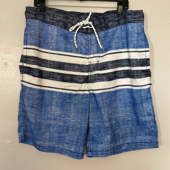 Goodfellow & Co Blue White Stripe Swim Trunks Shorts Large Beach Summer Vacation - Picture 8 of 8